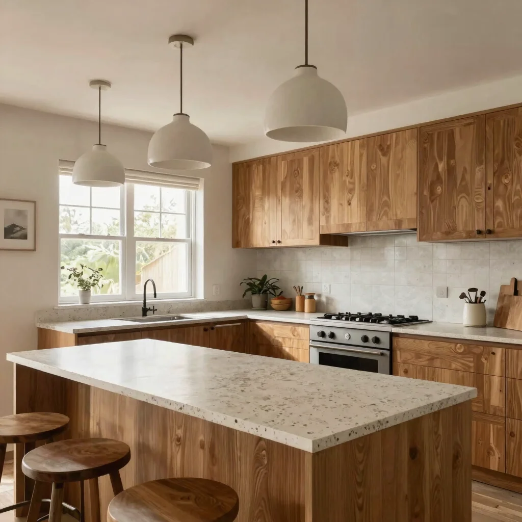 Editorial photograph of a completed open-plan kitchen and dining