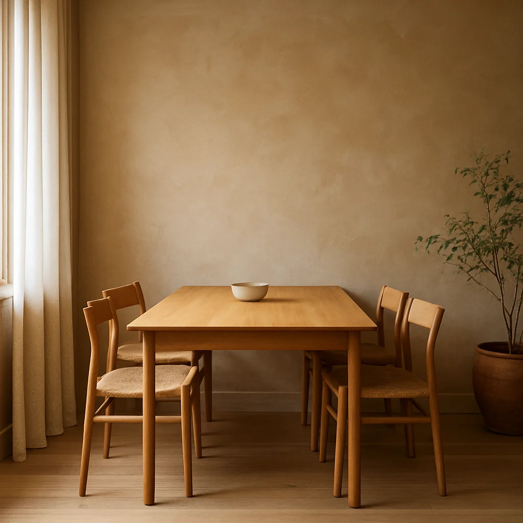Editorial photograph of a completed dining nook with natural ligh
